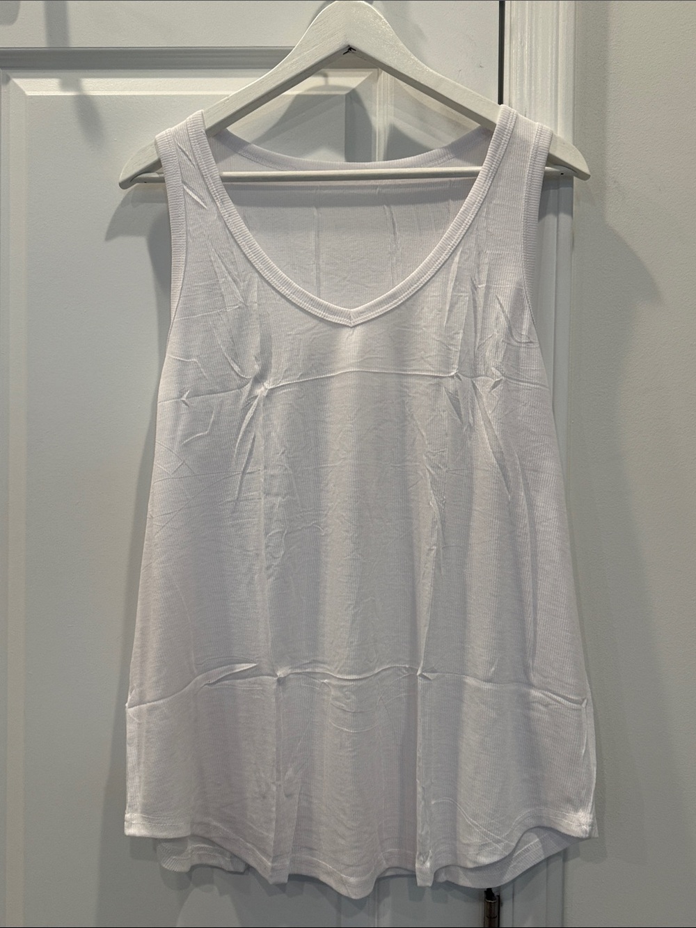 Women's White V-Neck Tank with Relaxed Silhouette